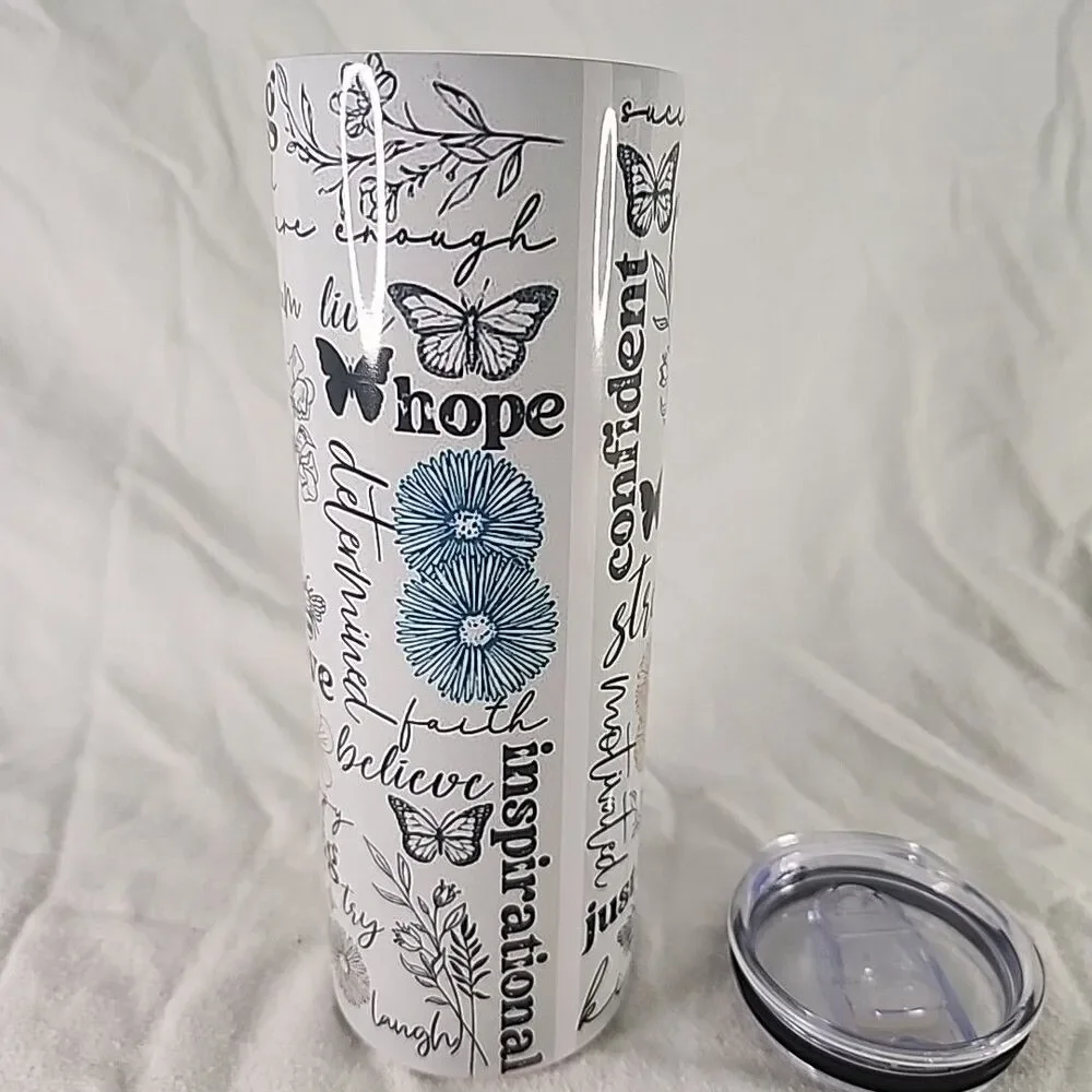 Tumbler Travel Positive Affirmations  Manifestation Cup, Straw, and Lid AGH Co.